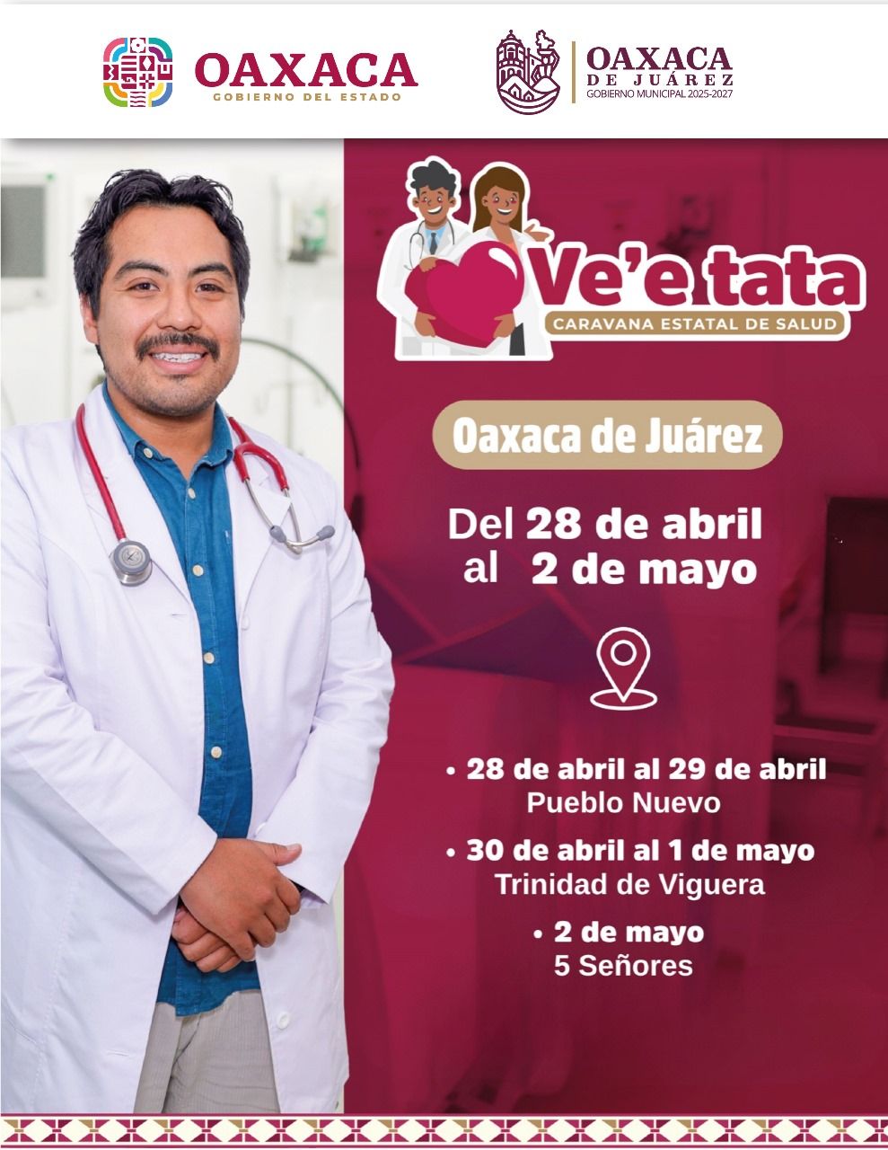 Ve'e tata, Salud en tu Municipio, Pueblo Nuevo y Trinidad de Viguera