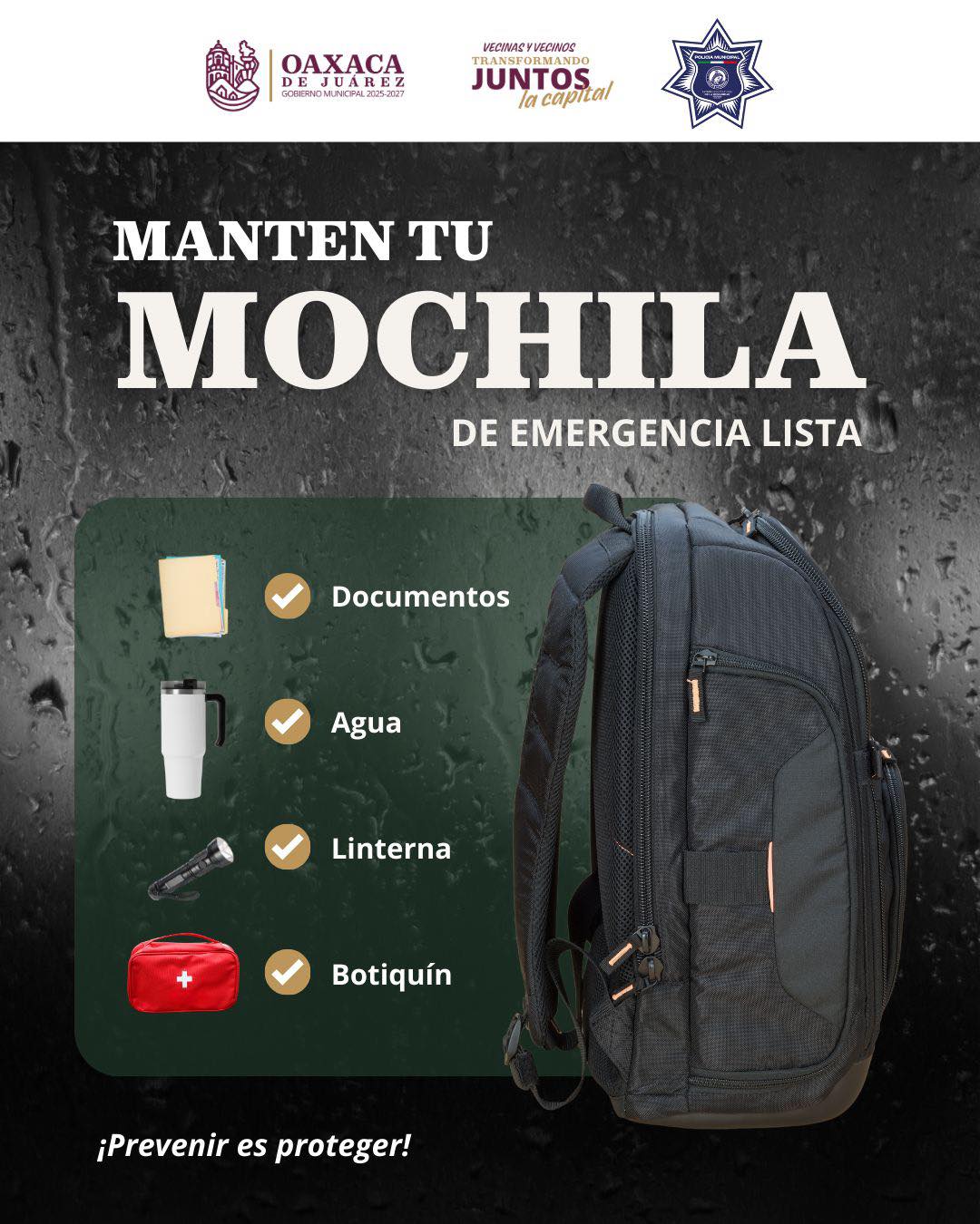 Mantén tu mochila de emergencia lista