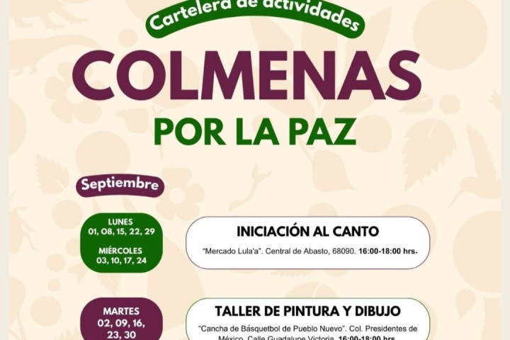 Oaxaca de Juárez impulsa actividades a través de Colmenas por la Paz